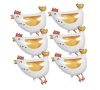 NOLITOY 6pcs Chicken Balloons Farm Animal Party Decorations for Birthday Shower with Adorable Chick Design Aluminum Foil Balloons for Indoor Outdoor Use