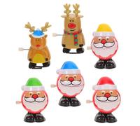 NOLITOY 6pcs Christmas Wind Up Festive Reindeer and Snowman Clockwork Figurines Lightweight Plastic for Holiday Party Bag Fillers and Stocking Stuffers