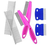 NOLITOY 6pcs Dog Combs Pet Combs Rounded Ends Teeth for Grooming Long and Short Haired Dogs and Cats