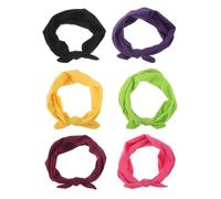 NOLITOY 6pcs Elastic Twist Knot Hair Bands for Women Sweat Wicking Yoga Workout Headbands with Playful Bunny Ear Bow Quick Dry Sports Headwraps Vintage Solid Color Hair Accessories
