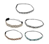 NOLITOY 6pcs Elegant Rhinestone Hair Jewels for Women Pearl Headband Elastic Headband Party