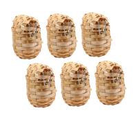 NOLITOY 6Pcs Handmade Bamboo Bird Nest with Hooks Natural Woven Bird House for Indoor Outdoor Garden Decoration