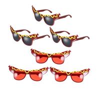 NOLITOY 6pcs Hot Dog Party Eyewear Lightweight Cosplay Glasses with Transparent Lenses for Summer Luau Photo Props and Fun Celebration Accessories