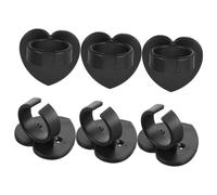 NOLITOY 6pcs Microphone Wall Mount Holder Clips, Black Abs Material with Anti-slip Feature, Heart-shaped Design for Secure Microphone Or Nameplate Hanging on Occasions