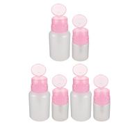 NOLITOY 6pcs Nail Pump Bottle Empty Push down Dispenser Pink Plastic Bottles for Nail Polish Remover Makeup