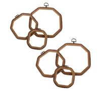 NOLITOY 6pcs Octagonal Embroidery Frames with Imitated Wood Finish Lightweight Plastic Cross Stitch Hoops for DIY Sewing Craft Sturdy Support for Display and Precise Stitching