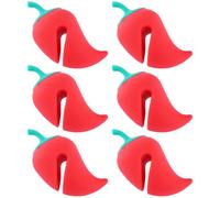 NOLITOY 6Pcs Pepper Shaped Pot Lid Lifters Cute Boil Stoppers for Pots and Pans Kitchen Spill Lid Holders Heat Resistant Pan Protectors with Smooth Safe Edges