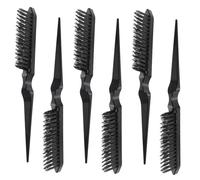 NOLITOY 6pcs Professional Three Row Teasing Comb for Hairdressing Salon and Home Use Comfortable Grip Tail Combs for Men and Women Volume Enhancing Styling Brushes Without Hair Damage