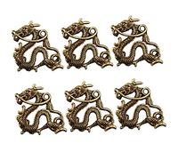 NOLITOY 6pcs Pure Brass Vintage Dragon Keychain Pendants Long Whiskers Metal Dragon Charms for Diy Crafts and Car Key Accessories Suitable for Collectors and Decoration