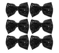 NOLITOY 6pcs Sequin Bow Hair Clips for Large Sparkly Bowknot Hair Accessories Strong Hold Barrettes for Parties Everyday Wear Elegant Black Hairpins