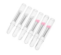 NOLITOY 6pcs Silicone Eye Makeup Brush with Caps Soft Face Care Applicators for Curling Lashes Applying Eyeshadow Lip Makeup Pink and White Colors
