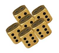 NOLITOY 6pcs Small Solid Brass Dice Props for Role Playing Games Vintage Rounded Corner Design Lightweight and Portable Game Accessories for Party Home Pub Entertainment