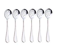 NOLITOY 6Pcs Small Stainless Steel Slotted Spoons Reusable Portable Kitchen Utensils for Soup Straining and Dining at Home Restaurant Banquet