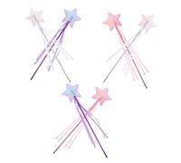 NOLITOY 6pcs Star Fairy Wands Soft Fabric Magical Props Pink White Purple for Birthday Halloween Christmas Party Supplies Role Play Dress-up