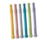 NOLITOY 6Pcs Teething Straw Hollow Newborn Molar Sticks Soft Chewing for Soothing Gums and Grasping Development Cooling Teether for Boy Girl Random Color