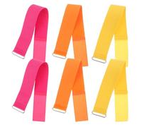 NOLITOY 6pcs Three Legged Race Elastic Bands with Red, Yellow, Orange Ties - Team Building Relay Game Supplies for Outdoor Field Day, Carnival, Backyard Group Activities