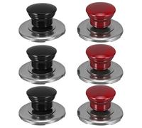 NOLITOY 6Pcs Whistling Kettle Cover Knobs Replacement for Teakettle Lid Handles, Heat-Resistant Black and Red Knobs for Water Heating Kettle Accessories, Suitable for Kitchen Cookware
