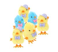 NOLITOY 6Pcs Wind-up Plush Chicks with Hats and Ties Fuzzy Clockwork Easter Chicken Gifts for Garden Decor and Party Bag Fillers Boys and Novelty Jumping