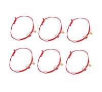 NOLITOY 6pcs Woven Red Rope Bracelets with Ceramic Charms Adjustable Braided Wristbands for Women and Men Chic Handcrafted Accessories for Parties and Daily Wear