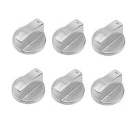 NOLITOY 6Pcs Zinc Alloy Gas Stove Knobs Replacement, Silver Brushed Metal Rotary Knob Set, Universal Fit for Hob and Cooker Control
