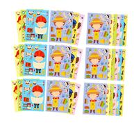 NOLITOY 6sets Dress Up Puzzle Sticker - Make Your Own Career Sticker Interactive DIY Career Dress Up Labels for Kids Parties School Activities