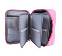 NOLITOY 72-Hole Canvas Pencil Case Multifunctional Square Pencil Bag Four Layers for Sketching and Coloring Rosy Pink High Capacity Art Supplies Storage for Students and Artists