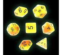 NOLITOY 7Pcs Two-Color Luminous Multi-Sided Dice Set, Glow-In-The-Dark Orange Green Polyhedron Gaming Dice for Party Games and Board Game Accessories