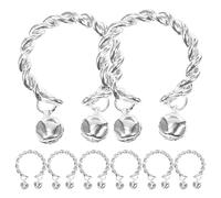 NOLITOY 8Pcs Adjustable Bell Rings for Women, Vintage Style Alloy Full Finger Stacking Rings with Creative Bell Charms, Fashionable Female Toe and Finger Jewelry for Everyday Wear