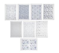 NOLITOY 8Pcs Blue and White Traditional Chinese Floral Ceramic Decals Underglaze Transfer Paper for Pottery Art Enamel Waterslide Stickers Suitable for Glaze and Clay Craft