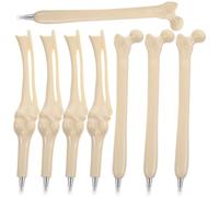 NOLITOY 8pcs Bone-shaped Ballpoint Pens with Quick-dry Ink and Black Pen Refill, Beige Pp Material, for Study and Party Bags, Creative and Realistic Bone Design for Students and Office Use