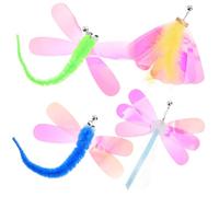 NOLITOY 8Pcs Cat Teaser Replacement Heads Kitten Wand for Interactive Play Exercise and Boredom Relief Indoor Pet Supplies with Colorful Butterfly and Dragonfly Designs