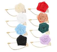 NOLITOY 8pcs Elegant Rose Lapel Pins with Gold Leaf Chain Minimalist Flower Brooch for Men and Women Wedding Boutonniere Corsage Pins Versatile Suit Accessories for Groom and Special