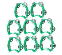 NOLITOY 8pcs Green Handheld Tambourines for Lightweight Small Four-bell Rings with Ergonomic Grip Crisp Dynamic Sound Musical Instruments for Preschool Activities and Group Music Education