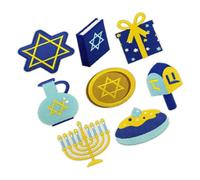 NOLITOY 8Pcs Hanukkah Embroidered Sew-On Appliques Set Menorah and Star Designs, Iron-On Patches for Jackets, Backpacks, and Festival Clothing Decorations