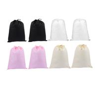 NOLITOY 8Pcs Non Woven Drawstring Shoe Bags for Travel and Home Storage Lightweight Breathable Shoe Pouches with Material Space Saving Organizers in Black Beige Pink and White