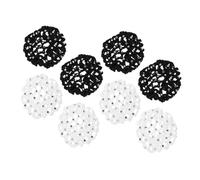 NOLITOY 8pcs Professional Rhinestone Hair Network Ballet Dance Bun Covers Elastic Mesh Hair Nets for Women Girls Stretchy Knit Bun Holders for Skating Office