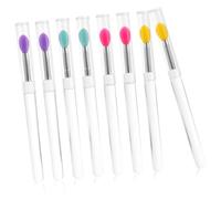 NOLITOY 8pcs Silicone Lipstick Applicator Brushes with Lids Portable Small Lip Mask Applicators for Even Makeup Soft Silicone Tips Multi-color for Daily and Professional Use