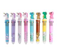 NOLITOY 8pcs Student Ballpoint Pens Writing Pen with Changeable Color Portable Plastic Cartoon Head and Dinosaur Head Design Assorted Colors for School Use by Students Random