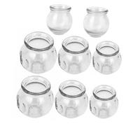 NOLITOY 8Pcs Thick Transparent Glass Fire Cupping for Salon and Home Therapy Non-Slip Suction Cups for Body Massage and Vacuum Treatment Professional Cupping Jar Kit