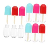 NOLITOY 9 Pcs Refillable Lip Gloss Tubes Transparent Empty Lip Balm Containers Portable Lipstick Holders for Travel and DIY Makeup Storage Random Color
