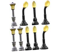 NOLITOY 9pcs Glow in the Dark Miniature Street Lamp Models Set, Resin Micro Landscape Yard Decor Mushroom, Sensor, and Upright Lamp Posts for Dollhouses and Sand Table Accessories