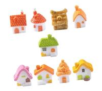 NOLITOY 9pcs Miniature Thatched House Figurines Small Resin Cottage Models for Fairy Garden Micro Landscape DIY Crafts Vintage Rustic Countryside Decoration with Detailed Chimney and