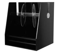 NOLITOY Acrylic 3-Section Label Roll Dispenser Holder Black, Plastic Sticker Tape Organizer for Desktop Office Use, Manual Reusable Label Holder for Sticker Rolls