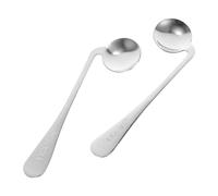 NOLITOY Adaptive Stainless Steel Bent Spoon for Elderly and Disabled, 2pcs Set, Portable Compact Feeding Utensils for Right-handed Daily Use