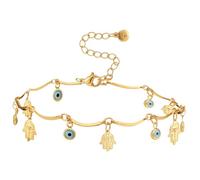 NOLITOY Adjustable Evil Eye Hand Anklet for Women and Teen Lightweight Bracelet with Zircon Amulet Delicate Minimalist Jewelry for Birthday and Festival
