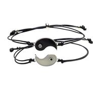 NOLITOY Adjustable Glow Dark Couple Bracelets for Long Distance Relationships Matching Black Taiji Friendship Wristbands Handmade Symbolizing Love and Harmony