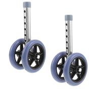 NOLITOY Adjustable Gray Blue Dual Front Wheels for Walker - Heavy Duty Universal Replacement Casters for Senior Mobility Aids, Anti-Wear Small Alloy Wheel Repair Kit for Rolling Walkers