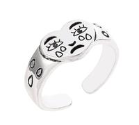 NOLITOY Adjustable Retro Sad Expression Finger Ring Creative Fashion Jewelry Adornment for Women Fine Workmanship Open Vintage Style Suitable for Parties Daily Wear Christmas Birthdays