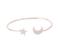 NOLITOY Adjustable Rose Gold Moon and Star Bracelet with Rhinestone Accents Shining Open Cuff Jewelry for Women Fashionable Beautiful Accessory for Parties and Daily Wear
