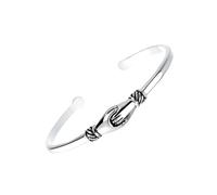 NOLITOY Adjustable Vintage Opening Arm Bracelet for Women Silver Plated Creative Handshake Pattern Jewelry Comfortable Smooth Surface Wristband for Party and Daily Wear